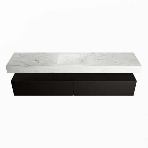 Mondiaz ALAN-DLUX Ensemble de meuble - 200cm - meuble Urban mat - 2 tiroirs - Lavabo Cloud Opalo suspendu - vasque Centre - 1 trou de robinet SW806250