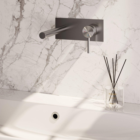 BRAUER Stripe Mitigeur lavabo encastrable - bec droit et plaque de recouvrement modèle A1 - couleur inox brossé PVD SW1435037