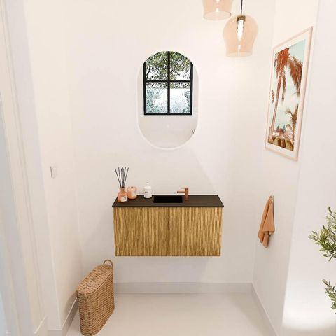 Mondiaz JOYA 80cm meuble de toilette - couleur Chêne - Vasque FAYE position Milieu 1 trou de robinet couleur Urban SW1421177
