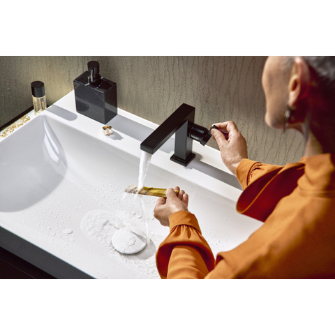 Hansgrohe Tecturis E 1 greeps wastafelkraan - 110 Fine - coolstart - met PushOpen - waste set - mat zwart SW918279