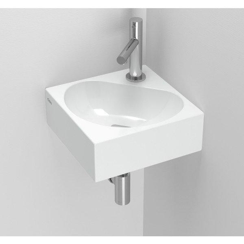 Clou Flush 5 Lave mains d’angle avec trou pour robinetterie et bonde 27x10x27cm céramique Blanc SW9333