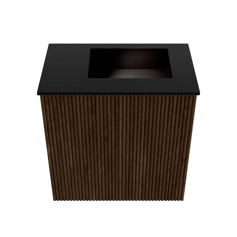 Mondiaz JOYA 40cm meuble de toilette - couleur Walnut - Vasque FAYE position Droite Sans trou de robinet couleur Urban. SW1421337