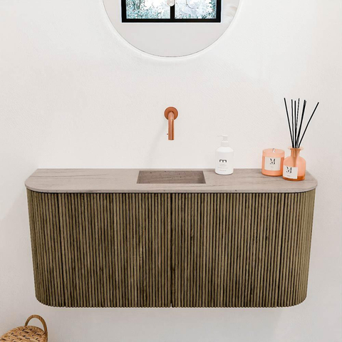 Mondiaz JOYA-DLUX 93.2cm toiletmeubel - ronding links en rechts kleur Dusk - Wastafel FAYE positie Midden Zonder kraangat kleur Saba. SW1426101