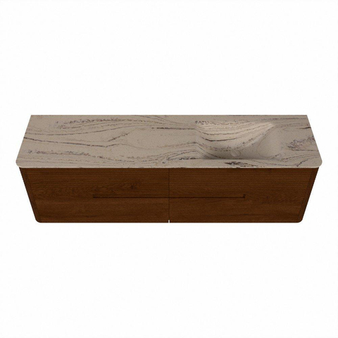 Mondiaz CIRO-DLUX Ensemble de meubles de salle de bains - 170x45x50cm - plan-vasque en solid surface Arena - 1 vasque à droite - sans trous de robinetterie - 4 tiroirs - Ruby SW1531732