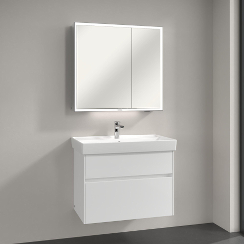 Villeroy & Boch My View Now My view spiegelkast - 80x75cm - 2 deuren - 2 contactdoos LED - zilver SW641657