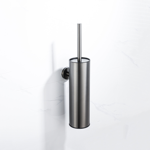 Fortifura Calvi toiletborstelhouder - gesloten model - wand - rond - PVD - geborsteld gunmetal (antraciet) SW1111545