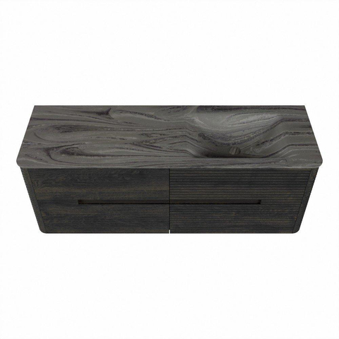 Mondiaz CIRO-DLUX Meuble de salle de bains - 140x45x50cm - plan vasque en solid surface Sombra - 1 lavabo à droite - sans trous de robinet - 4 tiroirs - Shadow SW1532773