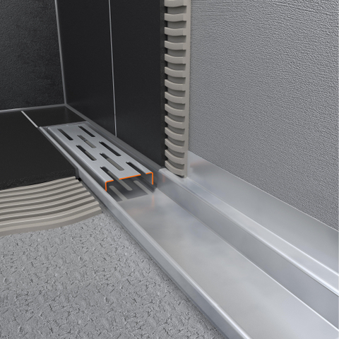 Easy Drain Compact Wall caniveau mural plaque simple avec évacuation latérale 6x80cm 30mm inox 2301191
