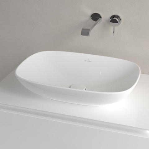 Villeroy & Boch Loop & friends lavabo à poser - 56x38cm - rectangulaire avec trop-plein CeramicPlus blanc SW644148