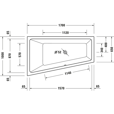 Duravit No.1 Inbouwbad 170x100/65cm acryl - glans wit SW723755