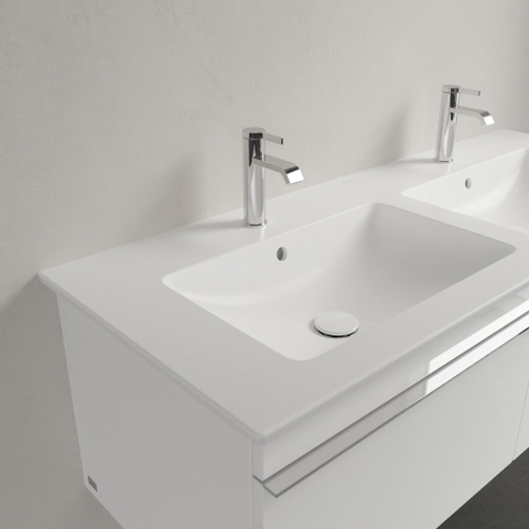 Villeroy & Boch Venticello Lavabo pour meuble 130x50cm 2 vasques et 2 trous (encore 4 trous perçables) avec trop-plein Ceramic+ stone white SW209619