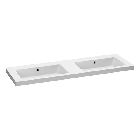 BRAUER Solar Medium lavabo 140x46x5cm - 2 lavabos - 0 trou de robinet - marbre minéral - blanc mat SW542367