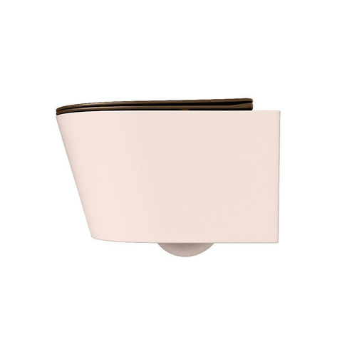 Mondiaz LAVIE hangtoilet – spoelrandloos – 36 x 53 cm – met softclose zitting – Rosee (roze), zitting Rust (bruin) SW1208704