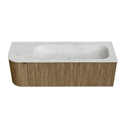 Mondiaz KURVE-DLUX Badkamermeubelset - 135x46x40cm - 1 lade - 1 deur - wastafel solid surface - rechts - 1 kraangat - Dusk SW1414934