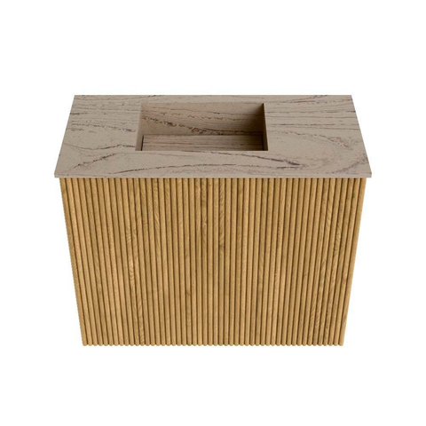 Mondiaz JOYA-DLUX 50cm toiletmeubel - kleur Oak - Wastafel FAYE positie Links Zonder kraangat kleur Arena. SW1423834