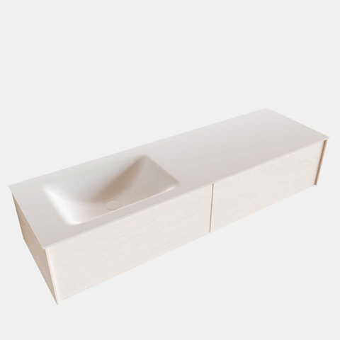 ENSEMBLE DE MEUBLE MONDIAZ LUSH - 150cm - 2 tiroirs - lavabo cloud - lavabo à gauche - 0 trous de robinet - sous-couche SW409562