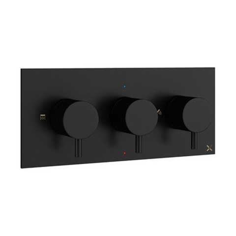 Crosswater MPRO mitigeur de douche thermostatique encastré horizontal 2 robinets d''arrêt partie apparente noir mat SW385420