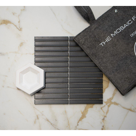 The Mosaic Factory Sevilla mozaïektegel - 30x30cm - 8mm - rechthoek - mat carbon gray (antraciet) SW1015076