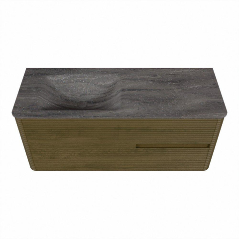 Mondiaz CIRO-DLUX Badkamermeubelset - 120x45x50cm - Solid surface wastafel Oza - 1 wasbak Links - 1 kraangat - 2 lades - Dusk SW1533274