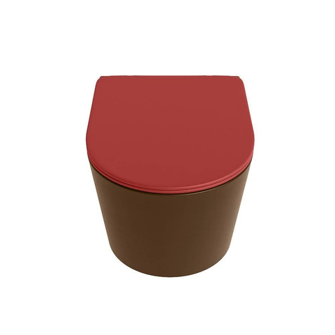 Mondiaz LAVIE hangtoilet – spoelrandloos – 36 x 53 cm – met softclose zitting – Rust (bruin), zitting Fire (rood) SW1208622