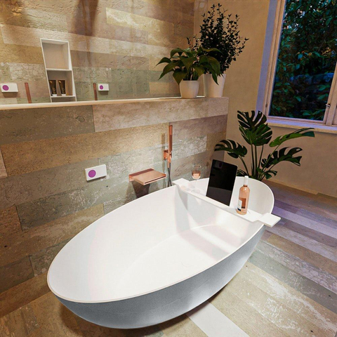 MONDIAZ ROCK Baignoire îlot - 170x70cm - couleur Plata / Talc SW1015106