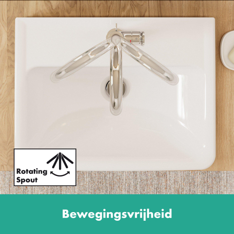 Hansgrohe Vernis Blend Eengreeps wastafelmengkraan - 210 met draaibare uitloop - met PopUp - trekwaste - hoogglans chroom SW642531