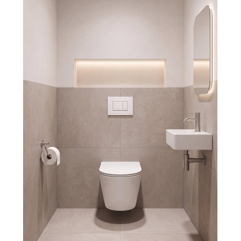 QeramiQ Dely Toiletset - Grohe inbouwreservoir - witte bedieningsplaat - softclose toilet zitting 35 mm - glans wit SW1222066