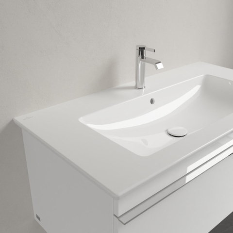Villeroy & Boch Venticello Lavabo pour meuble avec lavabo au centre 100x50cm avec 1 trou pour robinetterie (et 2 trous perçables) avec trop plein ceramic+ blanc 1025121