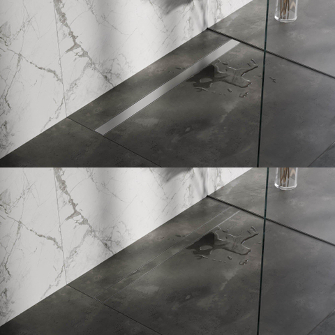 Brauer Grille de pose de carreaux - 120x7x6.8cm - flasque de sol - réversible - inox SW17972