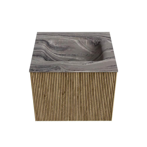 MONDIAZ KURVE-DLUX Meuble de salle de bains 50 cm couleur Dusk avec 1 tiroir et 0 porte. Lavabo GRUNNE Central 1 trou de robinet Sombra. SW1433821