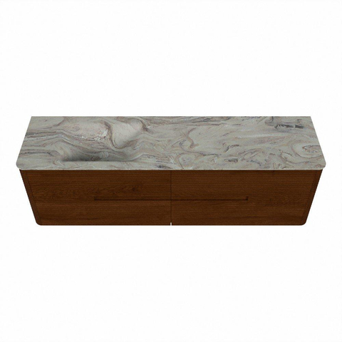 Mondiaz CIRO-DLUX Meuble de salle de bains - 170x45x50cm - Plan-vasque solid surface Glace - 1 lavabo à gauche - 1 trou de robinet - 4 tiroirs - Ruby SW1531688