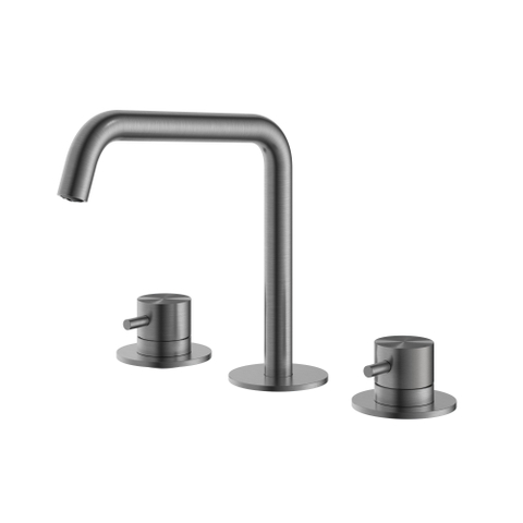 Hotbath Archie Wastafelmengkraan - 3 gats - zonder waste BGP - PVD - geborsteld gunmetal (antraciet) SW798822