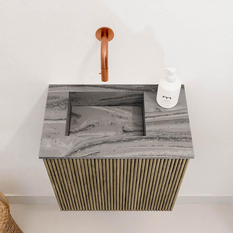 Mondiaz JOYA-DLUX 40cm toiletmeubel - kleur Dusk - Wastafel FAYE positie Links Zonder kraangat kleur Sombra. SW1426117