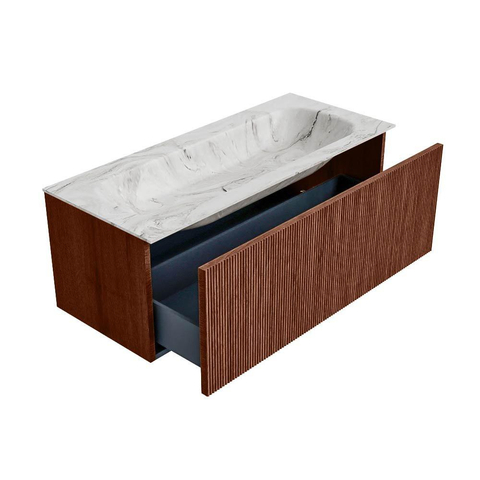 Mondiaz KURVE-DLUX Ensemble de meuble de salle de bains - 110x46x40cm - 1 tiroir - vasque solid surface - centre - sans trou de robinet - Ruby SW1415815