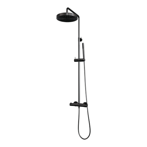 BRAUER Stripe Opbouw Thermostatische Regendouche - SET 01 - 25cm hoofddouche - staaf handdouche - doucheslang - gunmetal geborsteld PVD SW1434974