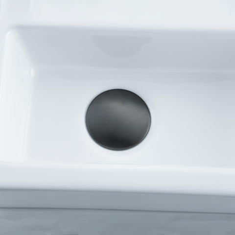 QeramiQ Fuente fonteinset – 37.5x18.5x9 cm – keramiek wit glans – kraangat rechts – kraan geborsteld gunmetal SW1232761