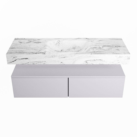 MONDIAZ ALAN - DLUX Badkamermeubelset - 130cm - onderkast - Cale - 2 lades - vrijhangende wastafel - wasbak midden - 1 kraangat - Glace SW805805