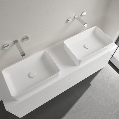 Villeroy & Boch Collaro opzetwastafel rechthoekig - 56x36cm - zonder overloop - zonder kraangat - White Alpine (glans wit) SW336039