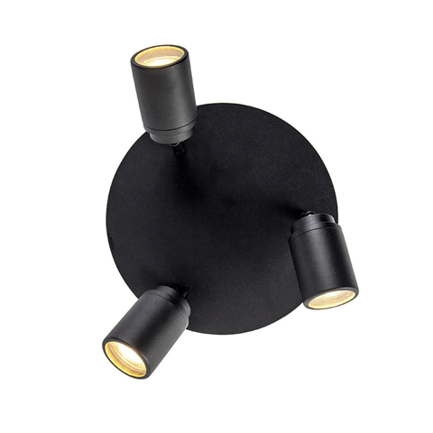 QAZQA Ducha plafonnier de salle de bains - 25x25cm - 3 spots - IP44 - noir mat SW1187202