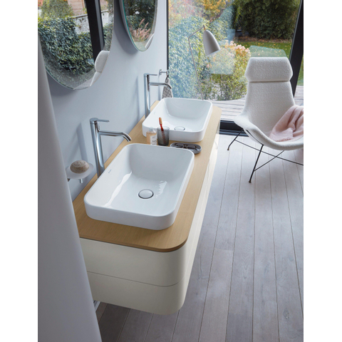 Duravit Happy D.2 Plus waskom rechthoekig - zonder kraangat - zonder overloop - 60x40cm - met keramische afdekkap - glans wit SW297018
