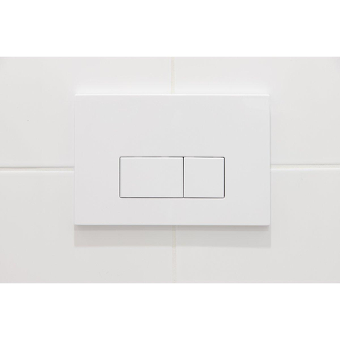 QeramiQ Dely Ensemble WC - 36.3x51.7cm - cuvette profonde - rimless - Réservoir encastré avec mécanisme de chasse Geberit UP320 - abattant WC softclose 35 mm - plaque de commande blanche brillante - boutons rectangulaires - blanc mat SW1413221