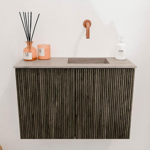 Mondiaz JOYA-DLUX 60cm toiletmeubel - kleur Shadow - Wastafel FAYE positie Rechts Zonder kraangat kleur Saba. SW1425103