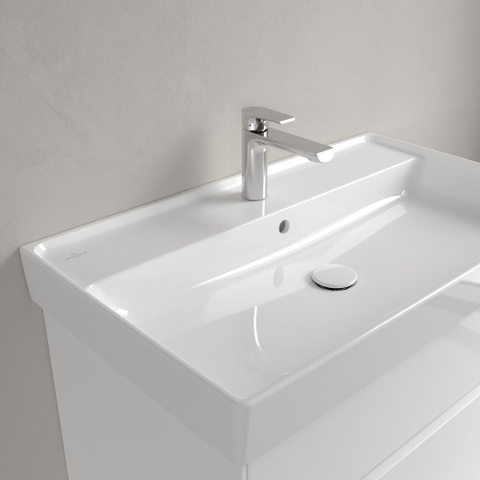 Villeroy & Boch Collaro meubelwastafel - 80x47cm - met overloop - 1 kraangat CeramicPlus - White Alpine (glans wit) SW358314