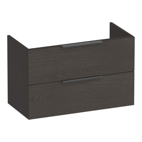 BRAUER Elevate meuble sous-lavabo peu profond 80 sans poignées rapportées 2 tiroirs à fermeture douce et 1 découpe pour siphon - Timber Anthracite SW1200256