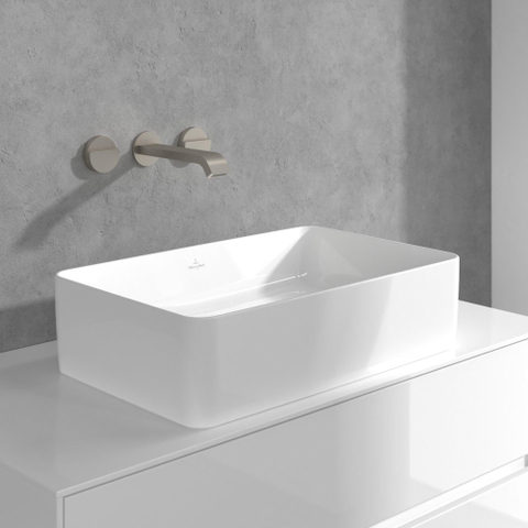 Villeroy & Boch Dawn wastafeluitloop set - zonder pop up afvoergarnituur - Brushed Nickel (rvs) SW974332