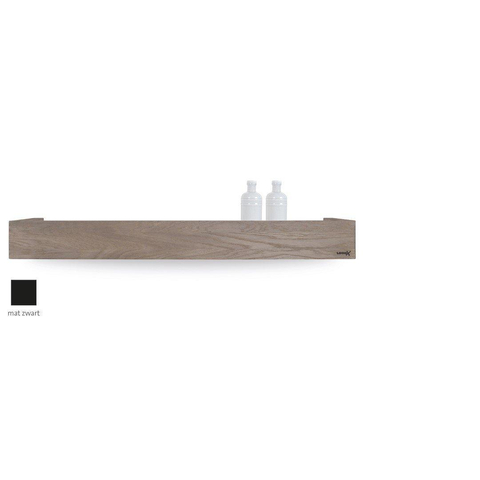 Looox Wood collection étagère BoX 90cm avec plaque de fond noire mate chêne noir mat SW73152