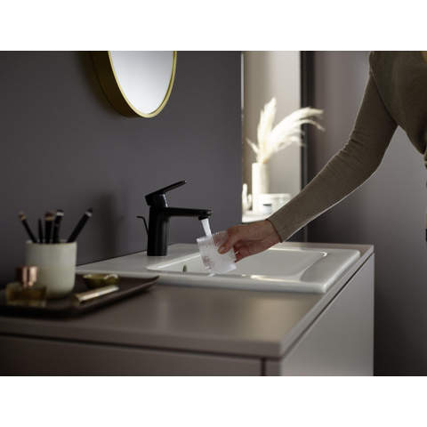 Hansgrohe Vernis Blend 1-gats wastafelkraan - 100 met waste - voorsprong 10.8cm - mat zwart SW651455