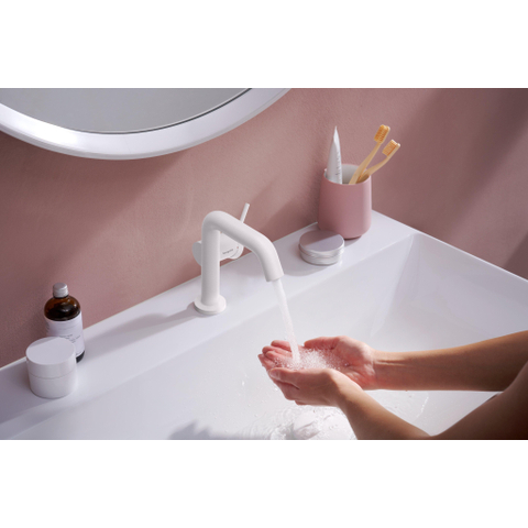 Hansgrohe Tecturis s 1 greeps wastafelkraan - 110 Fine - coolstart - met pop up-waste set - mat wit SW918355