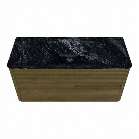 Mondiaz CIRO-DLUX Badkamermeubelset - 110x45x50cm - Solid surface wastafel Lava - 1 wasbak Midden - zonder kraangaten - 2 lades - Dusk SW1533029