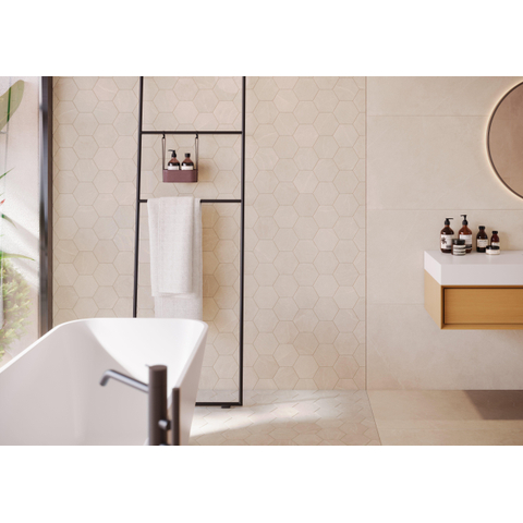 SAMPLE Terravito Allino wand- en vloertegel - 60x60cm - gerectificeerd - Betonlook - Sand mat (beige) SW1130772